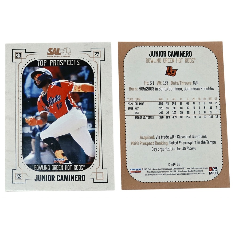 75x Junior Caminero 2023 Choice SAL Top Prospects #06 Rays Rookie Prospect Lot